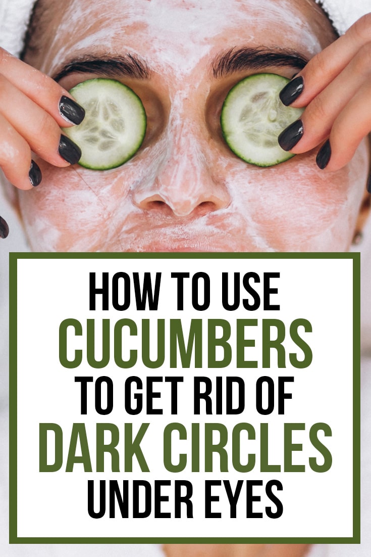 Woman using cucumbers for dark circles under eyes.