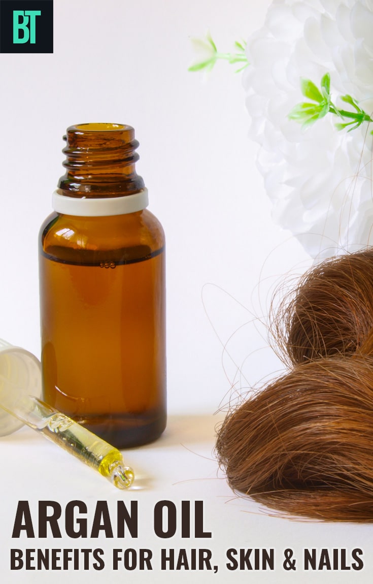 Argan oil benefits for dry hair, aging skin and brittle nails.