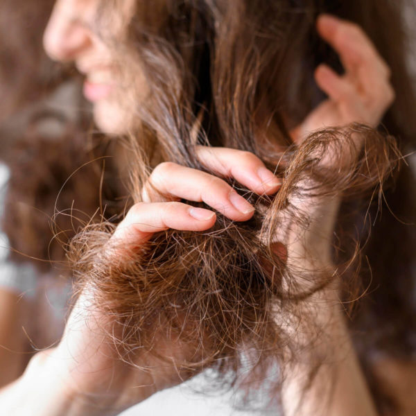 Woman with heat-damaged hair